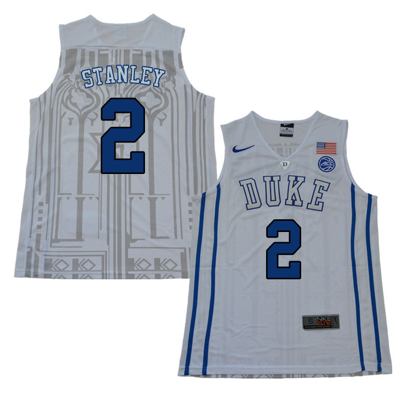 Men #2 Cassius Stanley Duke Blue Devils College Basketball Jerseys Sale-White